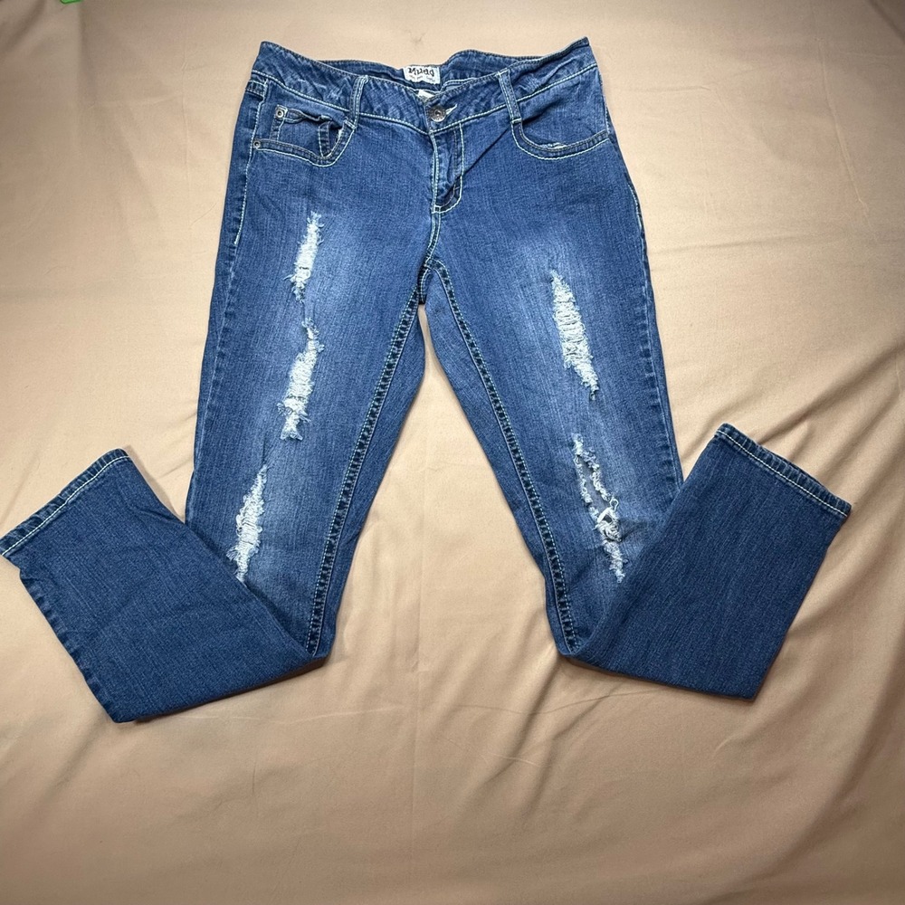 Vintage 90s Mudd Distressed Straight Leg Jeans Medium Wash Size 15